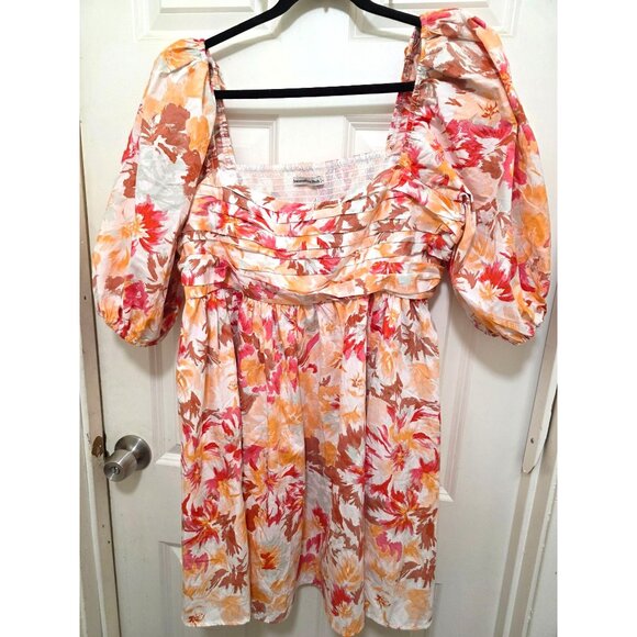 NWT Abercrombie & Fitch Floral Puff Sleeve Mini Dress Size XL - Picture 2 of 13
